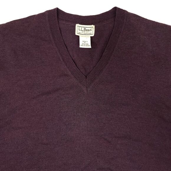 LL Bean Wool Sweater Vest V-Neck Mens XL Purplish Brown Casual Outdoors - Picture 2 of 6